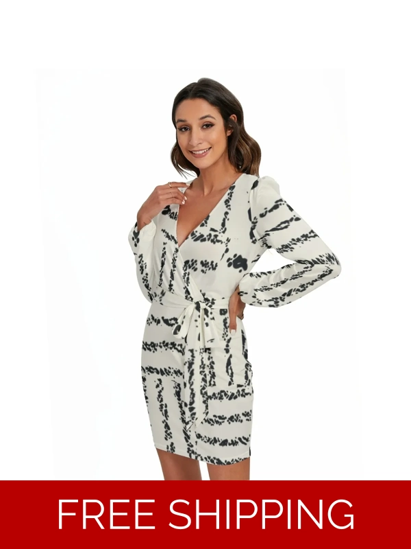 Motiff Long Sleeve Dress with Waist Belt